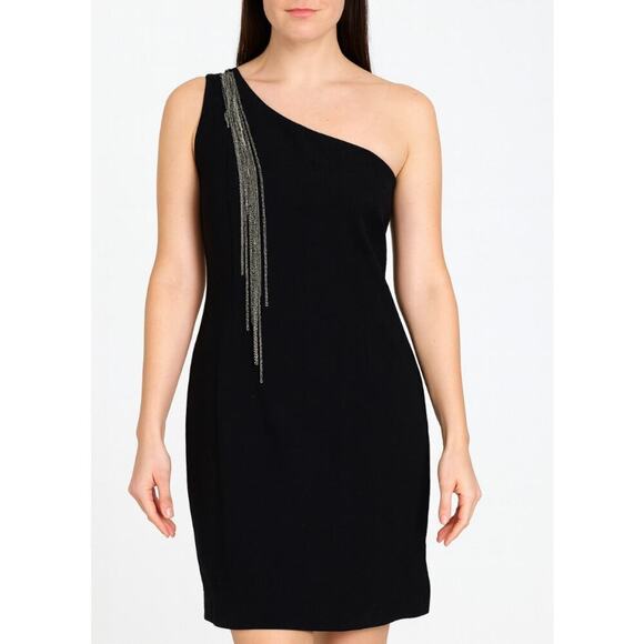 Marc New York dress black wool one strap W/shoulder strap chain detail SZ 14 - Picture 1 of 10